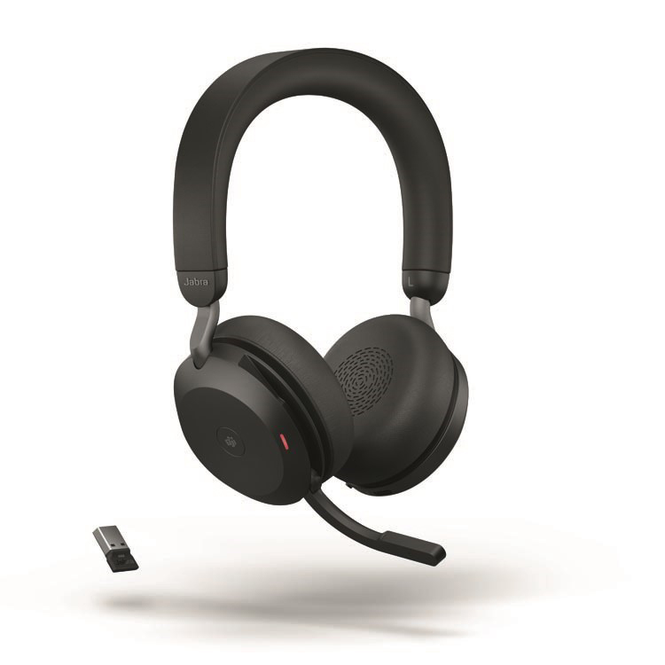 JA-27599-999-99 Zwarte stereo bluetooth headset gecertificeerd voor Microsoft Teams. Met Active Noise Cancelling en incl. USB-A dongle.