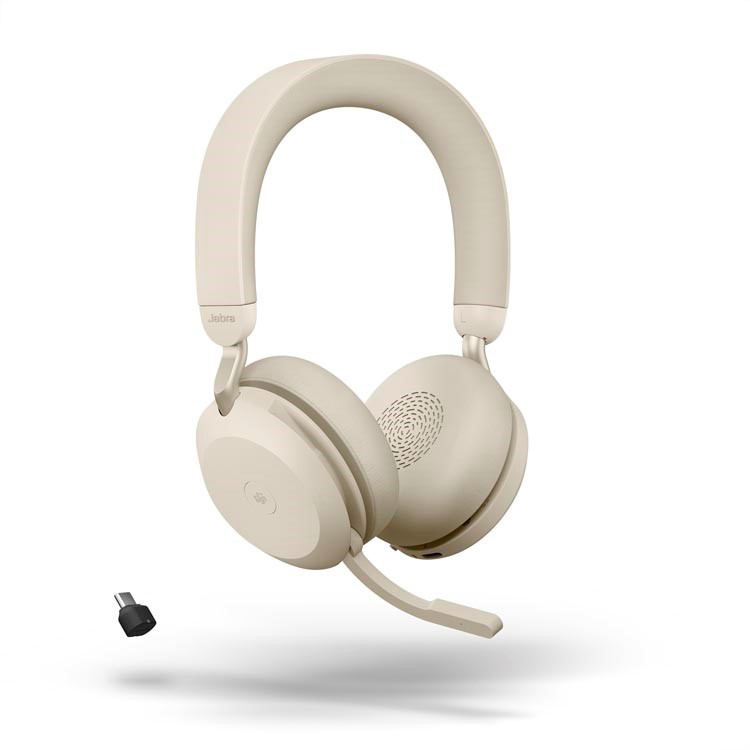 JA-27599-999-88 Beige stereo bluetooth headset certified for Microsoft Teams with Active Noise Cancelling and incl. USB-C dongle.