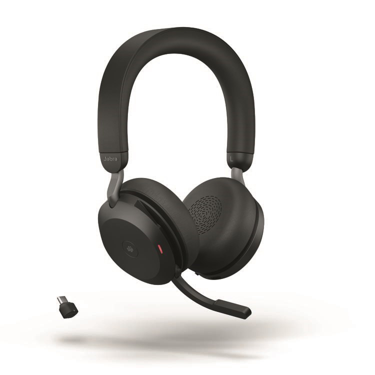 JA-27599-999-89 Black stereo bluetooth headset certified for Microsoft Teams with Active Noise Cancelling and incl. USB-C dongle.
