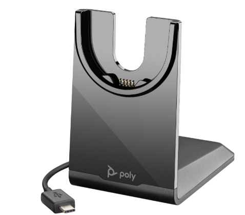 PO-783R7AA Premium USB-C oplaadstandaard voor Poly Voyager headsets. Zorgt voor snelle, stabiele oplading en een handige opbergoplossing.