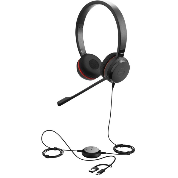 JA5399-829-369 Stereo headset with USB and 3.5mm jack, noise-cancelling microphone and call control for professional UC use.