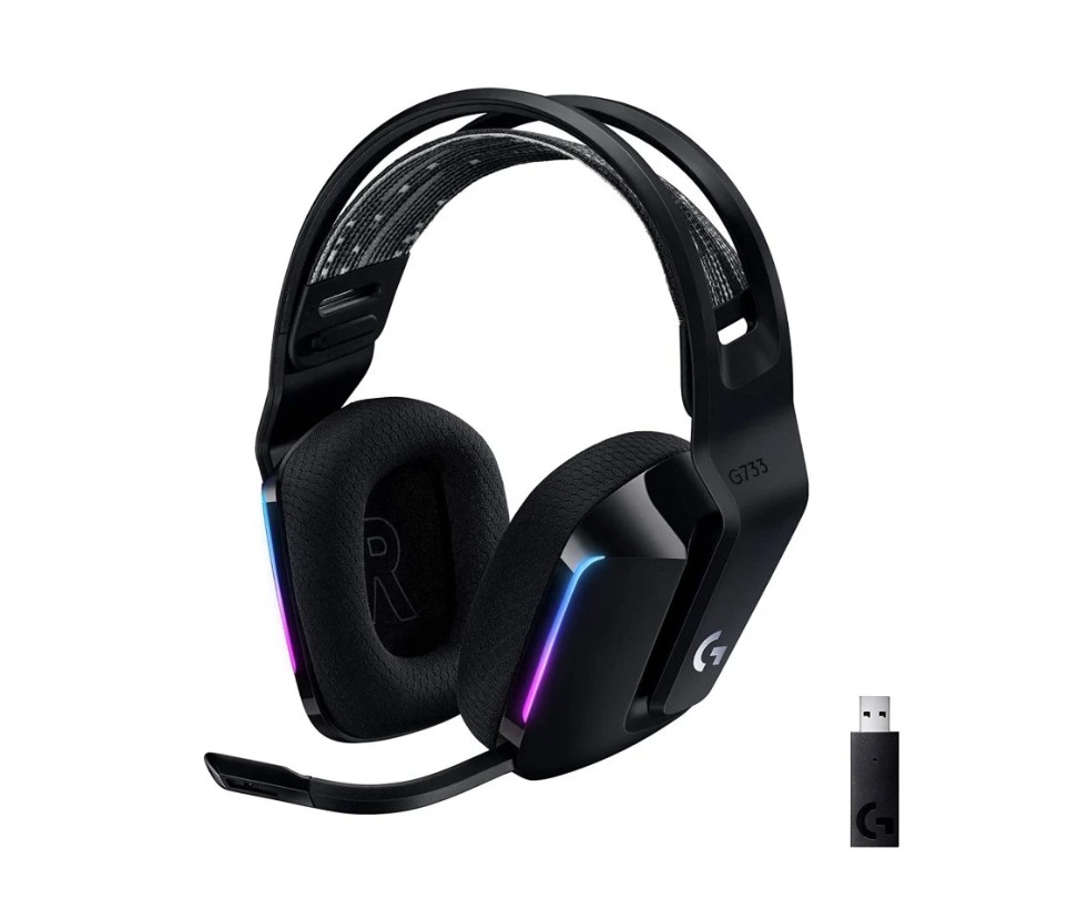 LO-981-000864 Lichtgewicht draadloze gamingheadset met LIGHTSPEED-technologie, RGB-verlichting en Blue VO!CE-microfoonfilters.