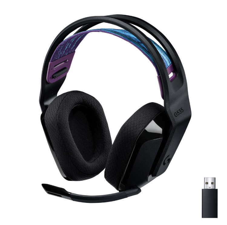 LO-981-000972 Lightweight wireless gaming headset with LIGHTSPEED technology, crystal-clear audio, and comfortable adjustable headband.