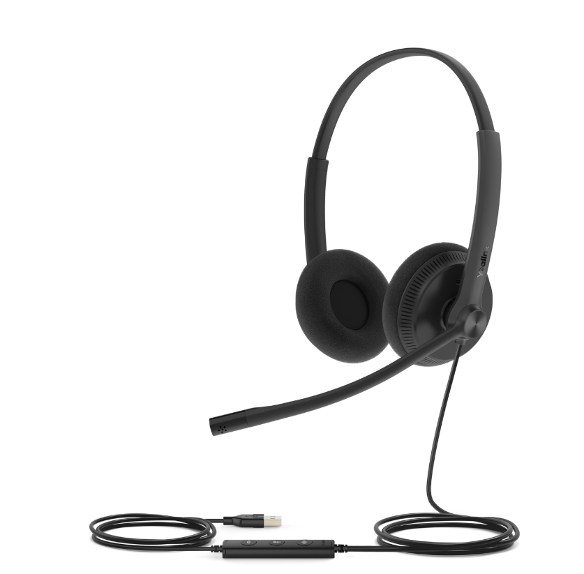 YE-1308049 Stereo USB-headset met ruisonderdrukkende microfoon. Licht, comfortabel en geoptimaliseerd voor dagelijks zakelijk gebruik.