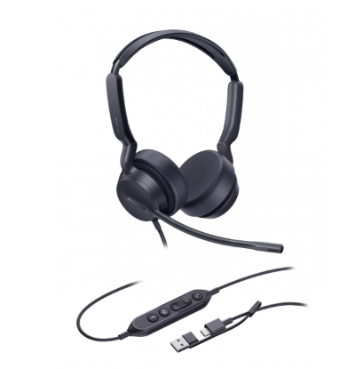 YE-1308195 Stereo USB headset with USB-A/C, Teams button, noise-cancelling microphones and rich audio. Designed for modern hybrid work.